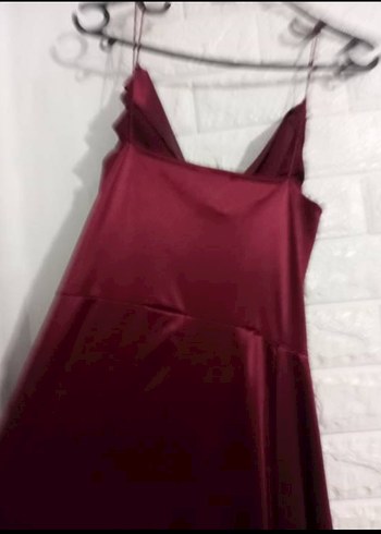 Bordo Drapeli Uzun Abiye Elbise - Görsel 4