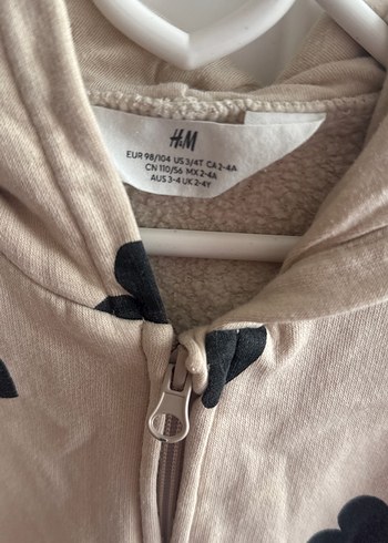 H&M H&M Kız Çocuk Bej Kapüşonlu Fermuarlı Sweatshirt