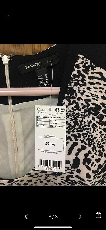 m Beden Mango etiketli elbise