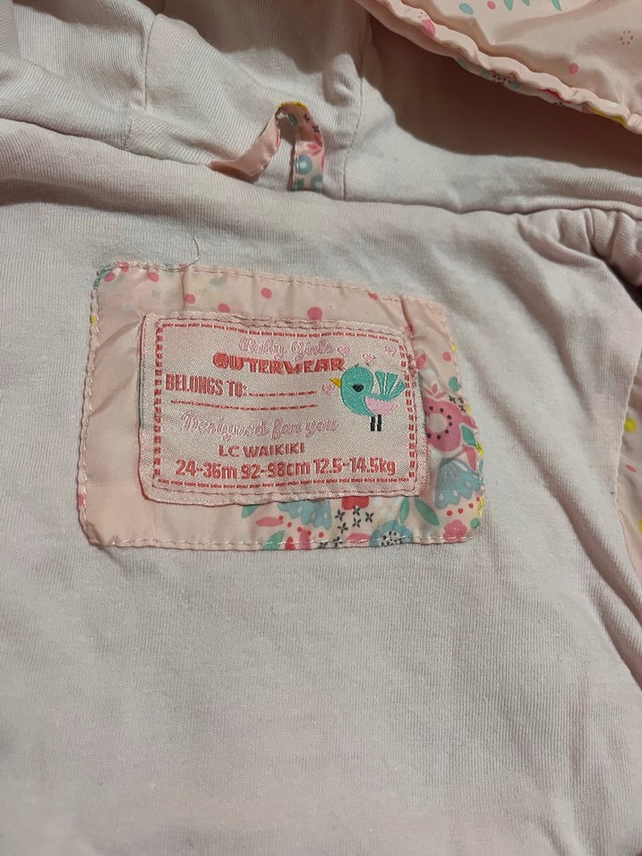 Kız Çocuk Kapüşonlu Çiçek Desenli Yelek - Görsel 3