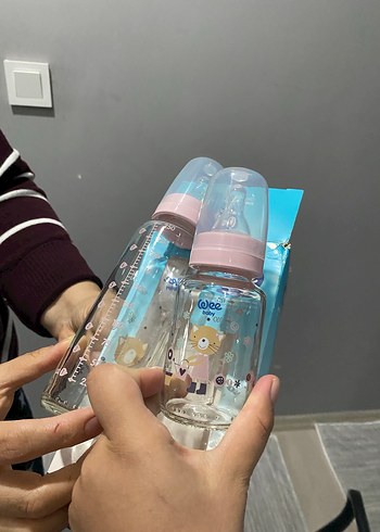 WEE Baby Mavi Klasik Cam Biberon Seti 0-6 Ay - Görsel 4