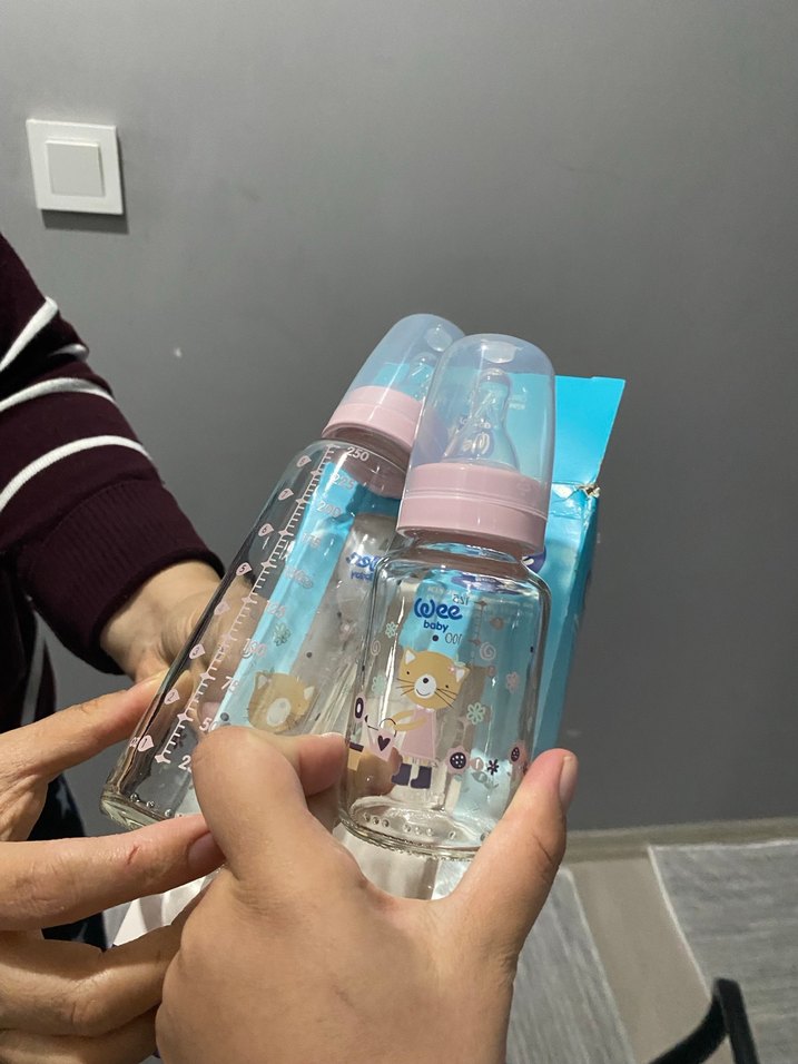 WEE Baby Mavi Klasik Cam Biberon Seti 0-6 Ay - Görsel 4