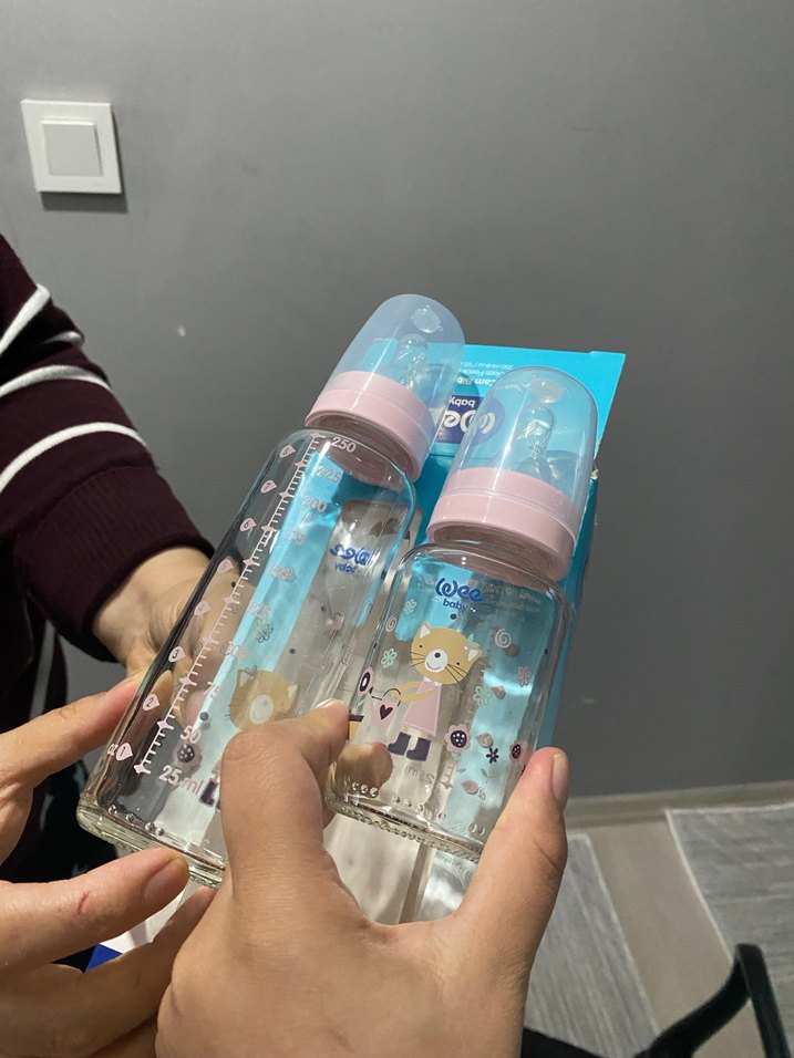 WEE Baby Mavi Klasik Cam Biberon Seti 0-6 Ay - Görsel 5