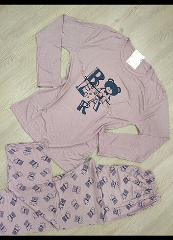 xxl Beden Yazlık uzun kollu pijama takımı
