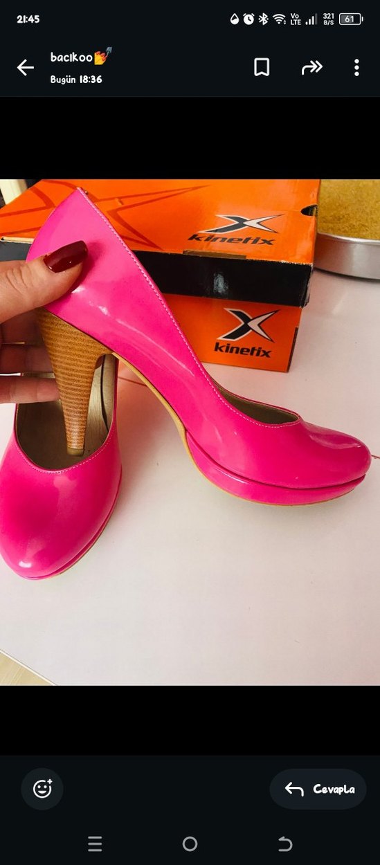Kadın Parlak Pembe Stiletto Topuklu Ayakkabı - Görsel 2