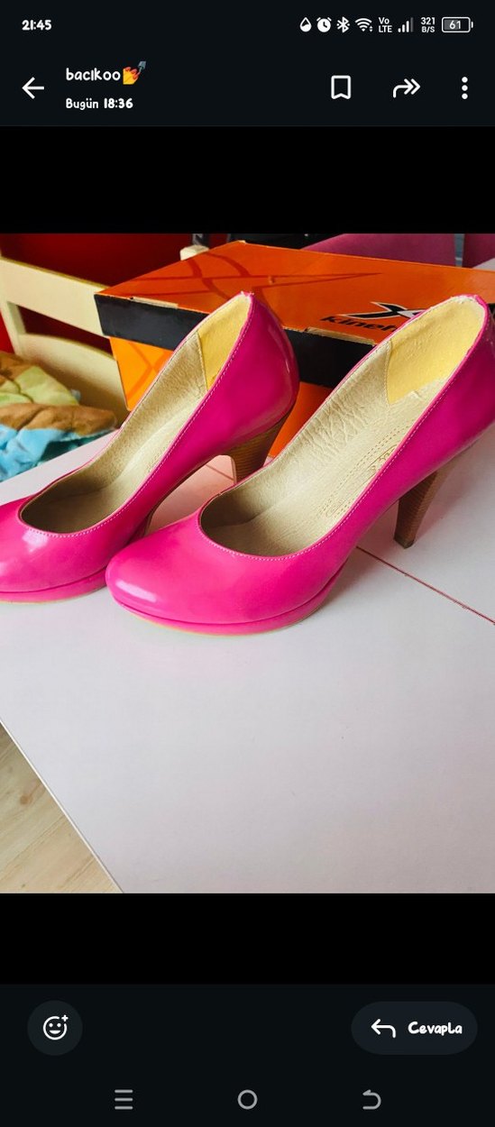 Kadın Parlak Pembe Stiletto Topuklu Ayakkabı - Görsel 3