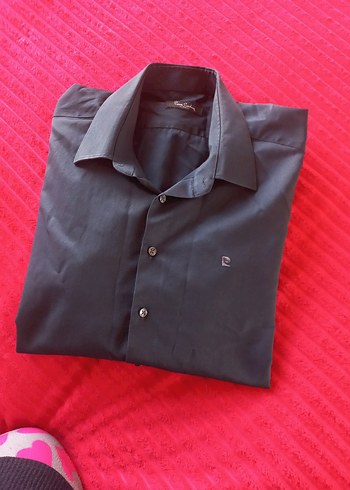 Düğmeli Parlak Lacivert gömlek - Görsel 2