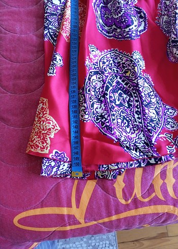 Kırmızı Desenli Uzun Bohem Abiye Elbise - Görsel 7