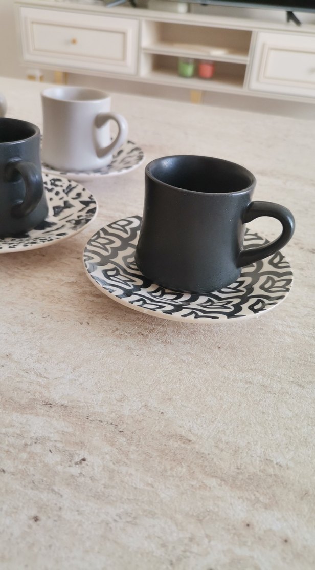 Perotti Siyah Beyaz Kahve Fincan Seti - Görsel 5