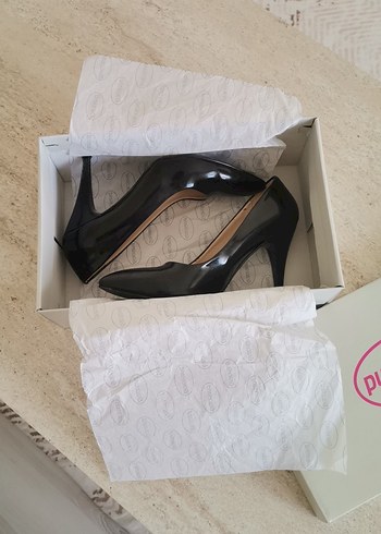 Siyah Rugan Stiletto Topuklu Kadın Ayakkabı - Görsel 7