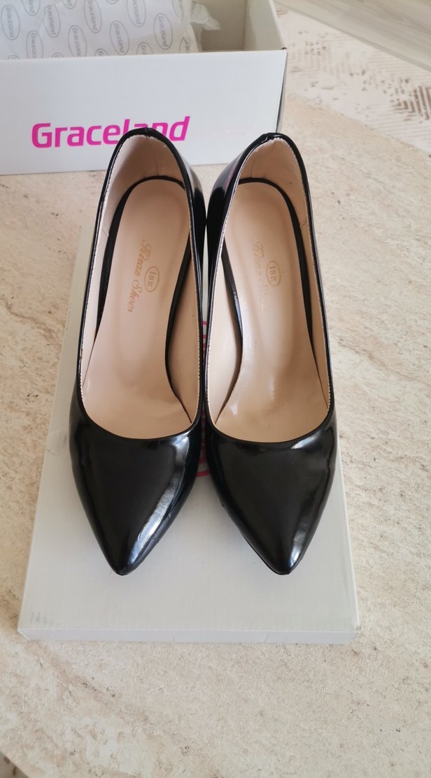 Siyah Rugan Stiletto Topuklu Kadın Ayakkabı - Görsel 4