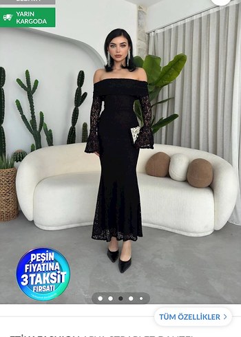 Straplez Dantel Balık Elbise - Görsel 3