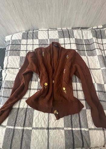 LC Waikiki Nakışlı Bohem Kadın Hırka - Kahverengi