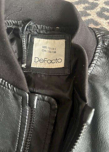 Defacto Siyah Deri erkek çocuk ceket