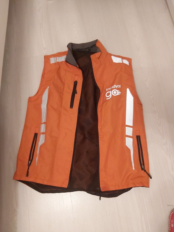 Turuncu Biker Stil Erkek Ceket - Görsel 4