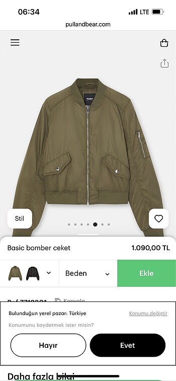 Pull and Bear Bomber ceket