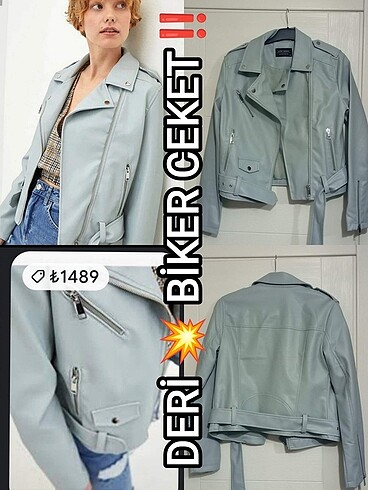 SIFIR ML BUZMAVİ BİKER DERİ CEKET LCW