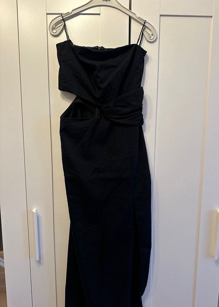 ZARA STRAPLEZ KETEN MİDİ ELBİSE - Görsel 4