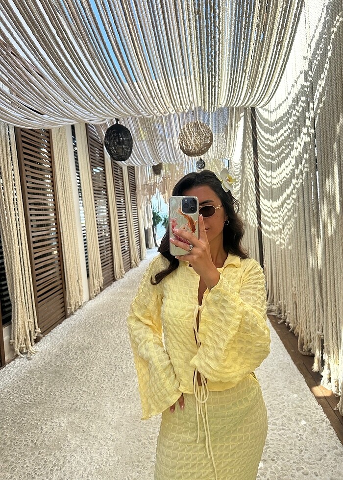 MAİ COLLECTION SARI GÖMLEK ETEK TAKIM - Görsel 4