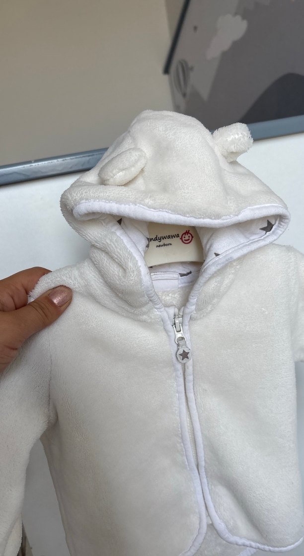 Kız Çocuk Beyaz Kürklü Sweatshirt - Görsel 2