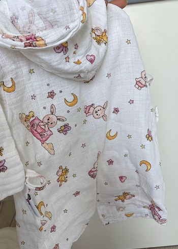 Beyaz Baskılı Midi Emzirme Sabahlığı - Görsel 2