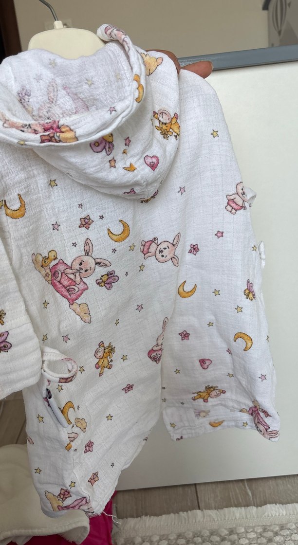 Beyaz Baskılı Midi Emzirme Sabahlığı - Görsel 2