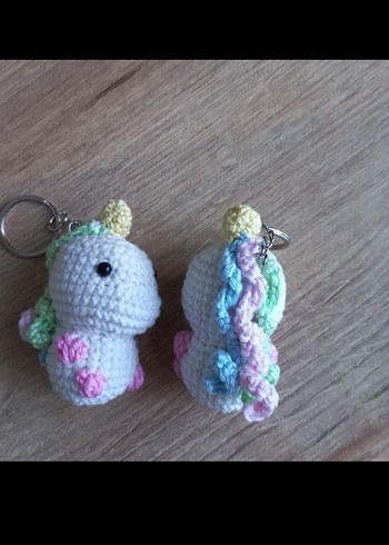 Örgü Unicorn Anahtarlık - sipariş ile yapılır - Görsel 2