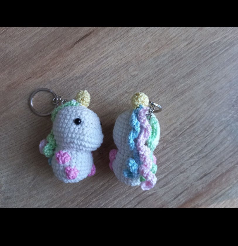 Örgü Unicorn Anahtarlık - sipariş ile yapılır - Görsel 2