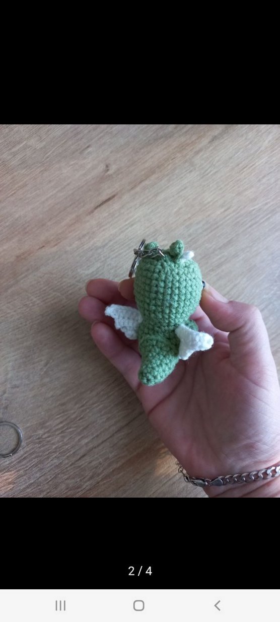Yeşil Örgü Melek Dinozor Anahtarlık sipariş ile hazırlanır - Görsel 4