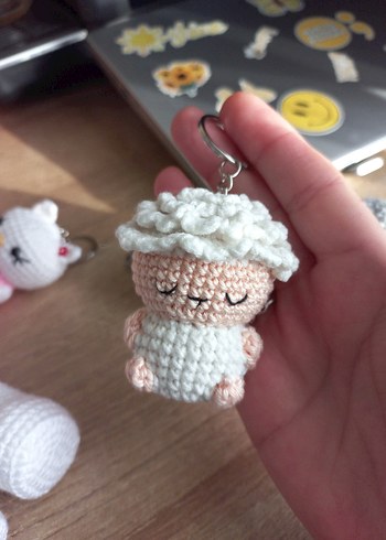 Örgü Kadın Anahtarlık Bej Bohem - Görsel 2