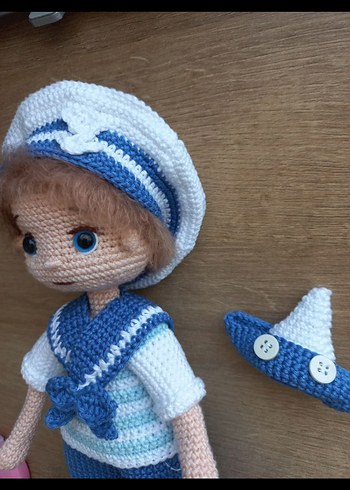 Diğer El Örgüsü Mavi Denizci Bebek amigurumi