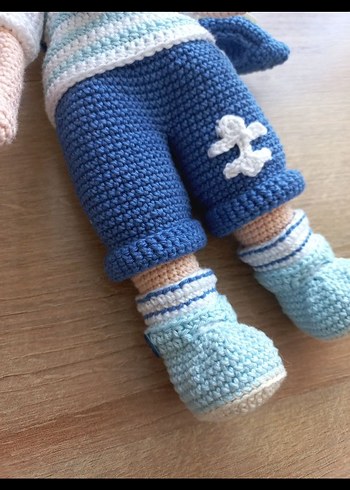 Beden El Örgüsü Mavi Denizci Bebek amigurumi