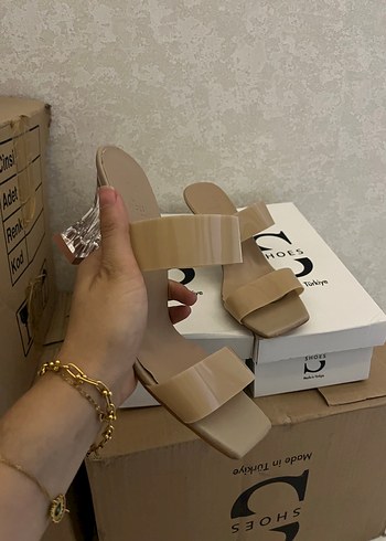 38 Beden ten rengi Renk Bej Stiletto Topuklu Kadın Terlik