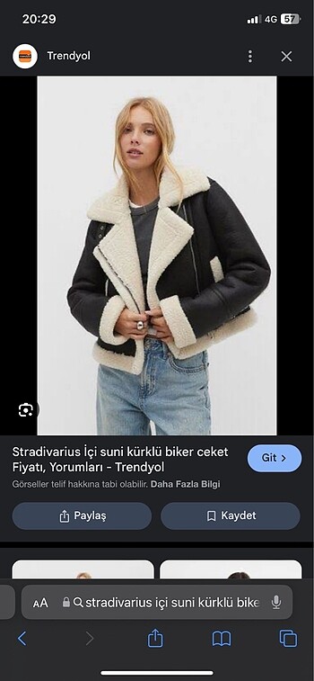 Stradivarius İçi Suni Kürklü Biker Ceket