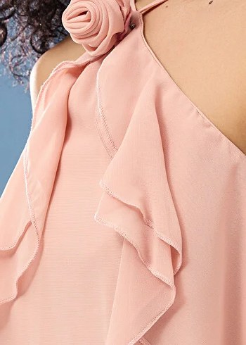 Trendyolmilla Pembe Fırfırlı Bluz - Görsel 2