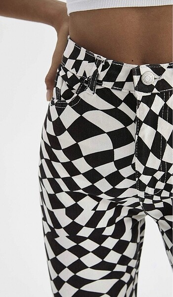 Defacto straight fit yüksek bel desenli pantolon