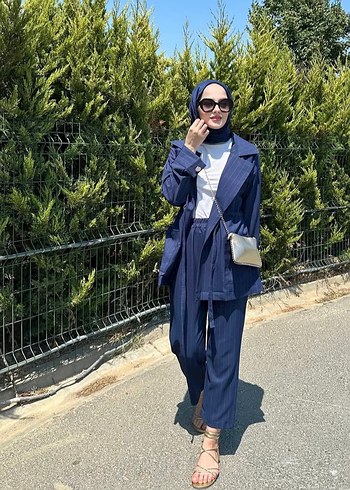diğer Beden lacivert Renk Kadın Lacivert çizgili takımı