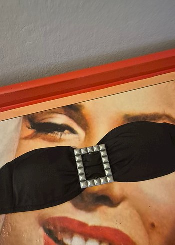 Penti Siyah Deri Tokalı Vintage Kadın bikini üstü