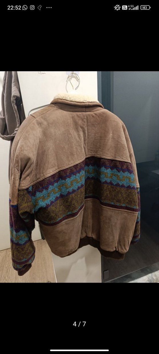 Kahverengi Kürklü Vintage Aztek Mont - Görsel 4