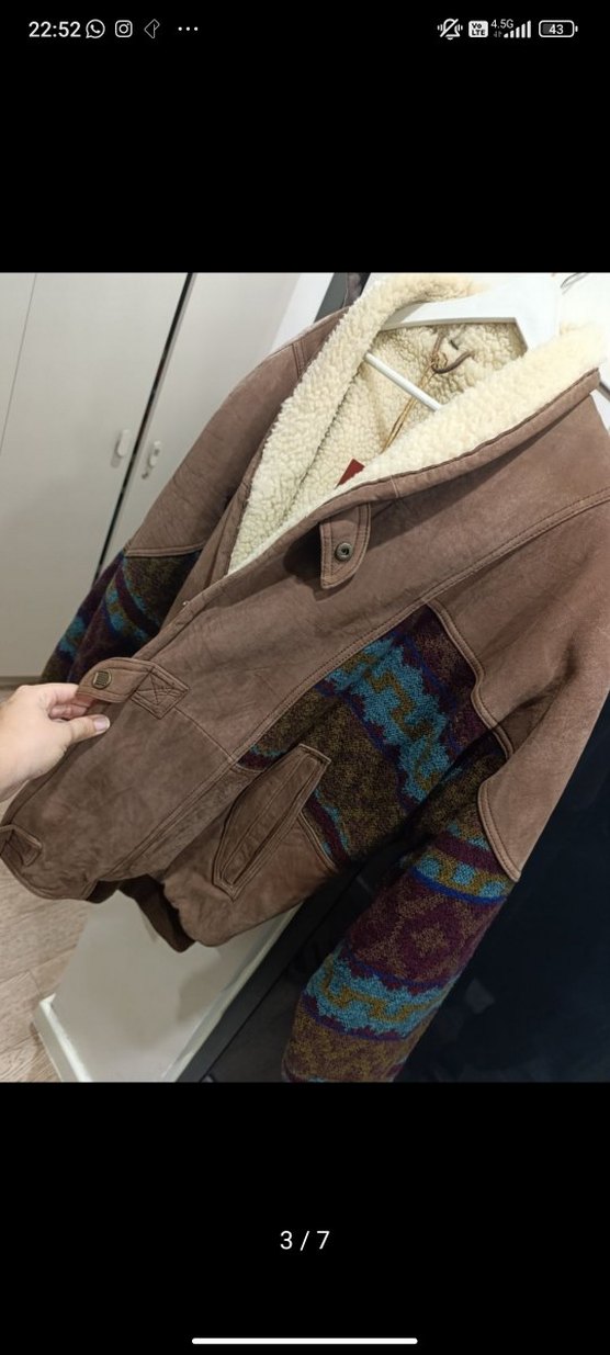 Kahverengi Kürklü Vintage Aztek Mont - Görsel 3