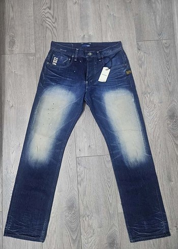 32 Beden mavi Renk G-Star Yeni Etiketli Erkek Mavi Baskılı Denim Jean 32 beden