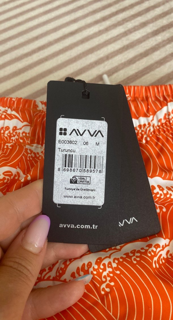 Turuncu Batik Desenli Mini Erkek çocuk Deniz Şortu - Görsel 5