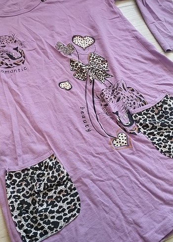 Diğer Leopar Desenli Mor Uzun Kollu Kadın Pijama Takımı