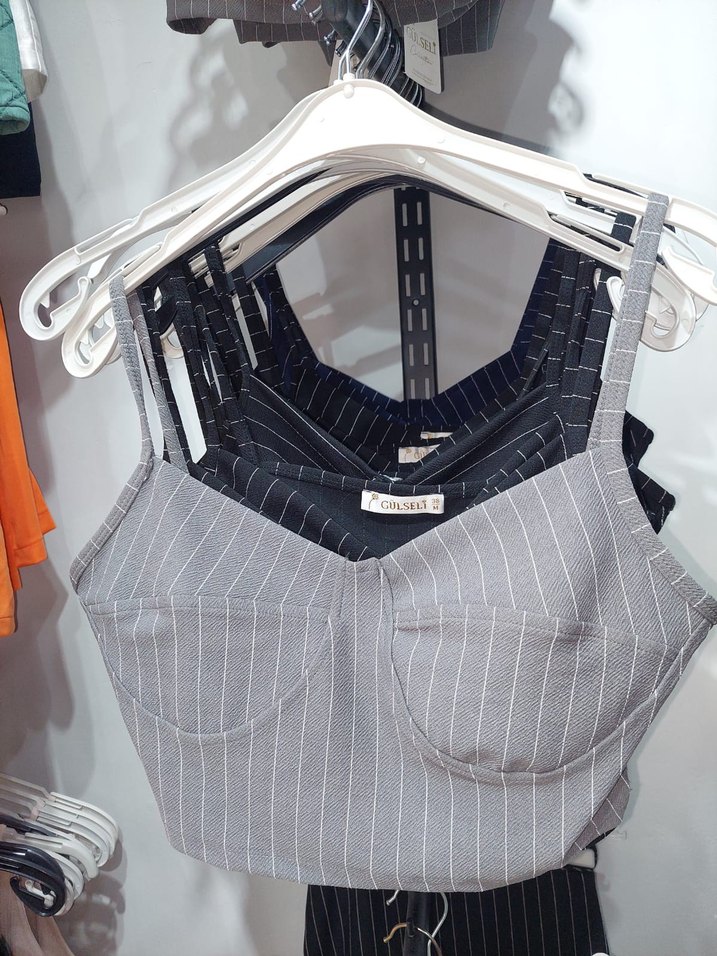 Çizgili Kot Bustiyer Kadın TOPTAN TEKLİ SATIS VARDİR - Görsel 2