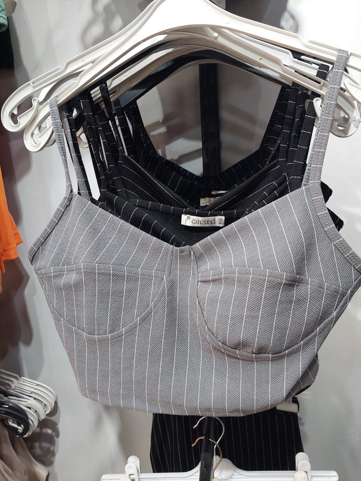 Çizgili Kot Bustiyer Kadın TOPTAN TEKLİ SATIS VARDİR - Görsel 3