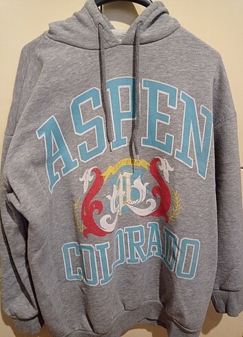 Kolej baskılı kapşonlu sweatshirt