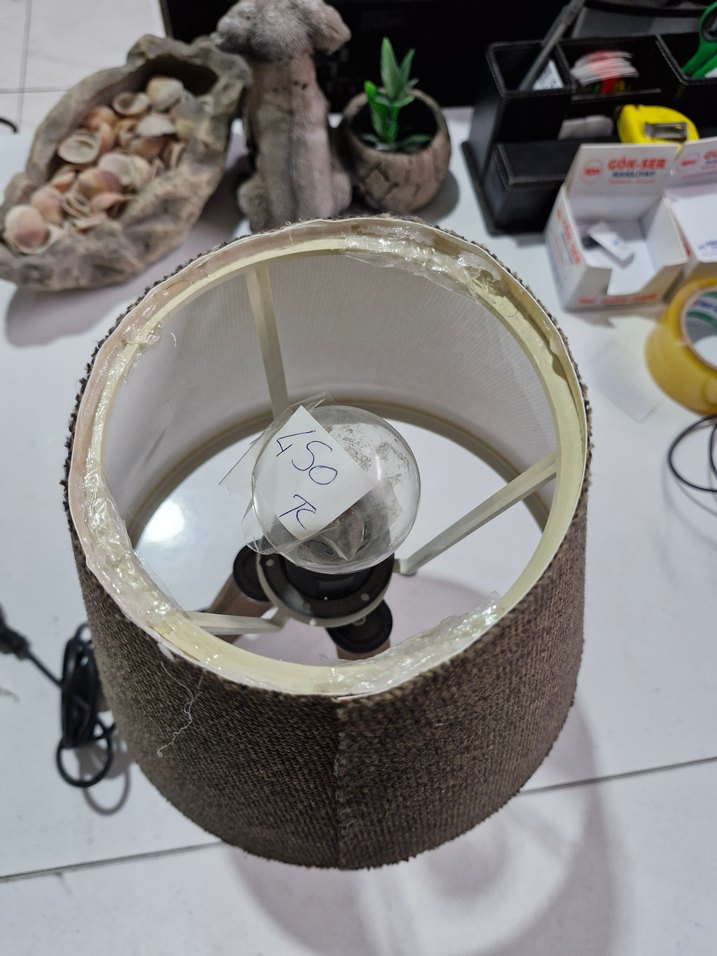 Kahverengi Kumaş Abajur - Görsel 2