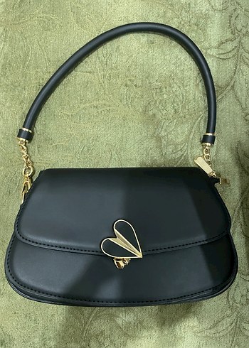 Siyah Deri Tokalı Kadın Omuz Çantası - Görsel 5