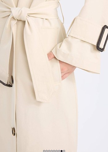 Bej Kadın Uzun Kemerli Trençkot - Görsel 2