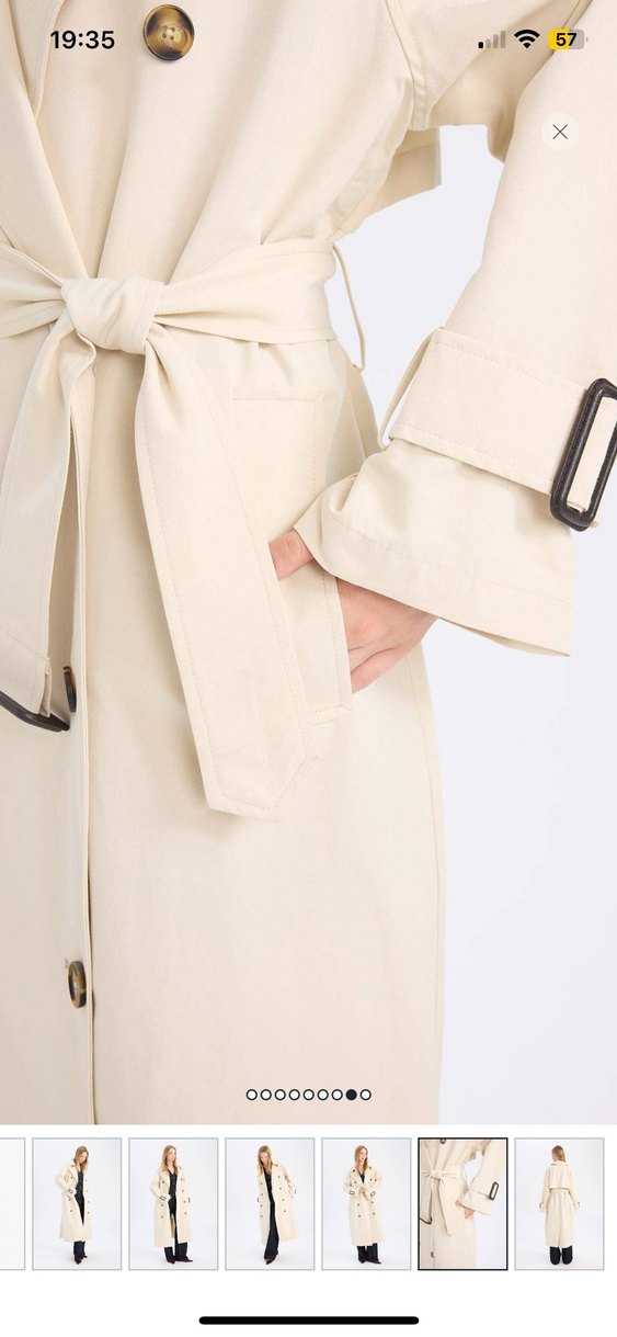 Bej Kadın Uzun Kemerli Trençkot - Görsel 2